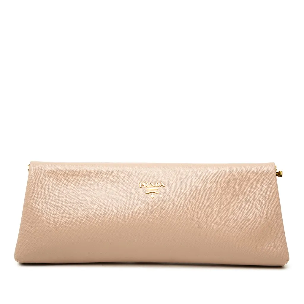 Prada Saffiano Lux East West Frame Clutch