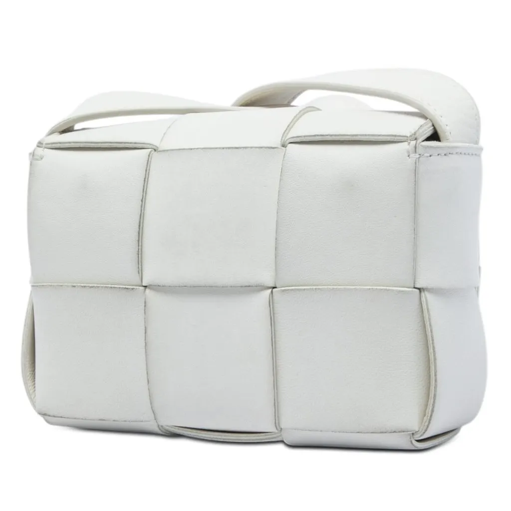 Bottega Veneta Candy Nappa Intrecciato Cassette Crossbody White Leather Very good - Back View