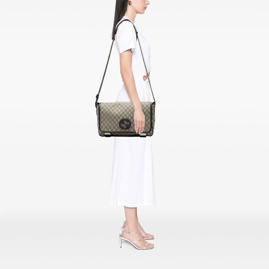 Gucci GG Supreme Interlocking G Crossbody Beige Canvas Very good - Box View