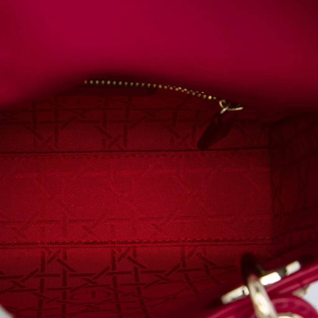 Dior Mini Lambskin Cannage Lady Dior Pink Leather Very good - Model View