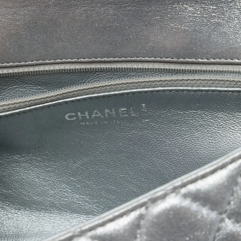 Chanel Quilted Metallic Lambskin Reissue 2.55 Roll Clutch Silver Leather Very good - Box View