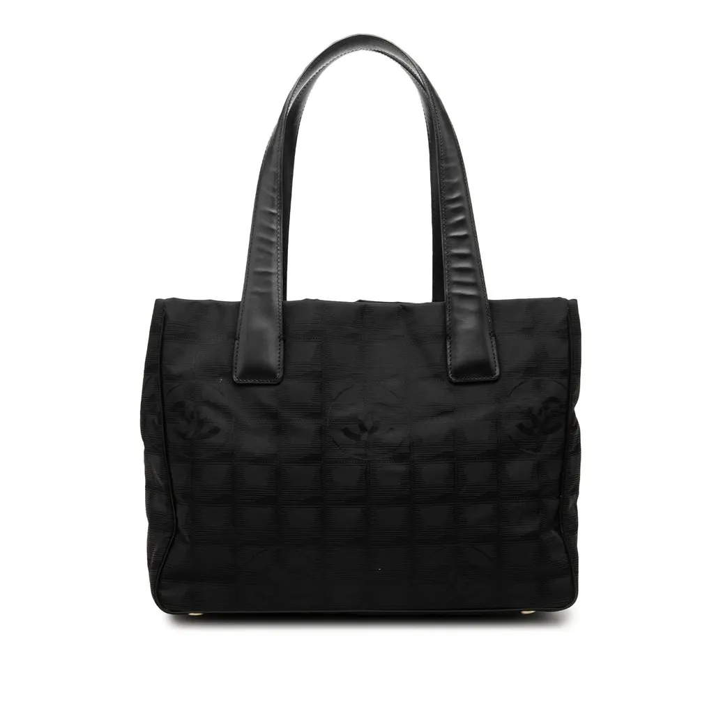 Chanel New Travel Line Nylon Tote Black Polyamide Good - Front View