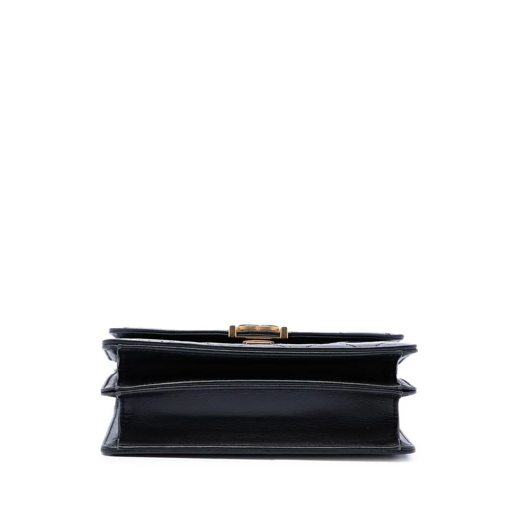 Chanel CC Quilted Patent Accordion Pushlock Top Handle Flap Black Leather Very good - Inside View