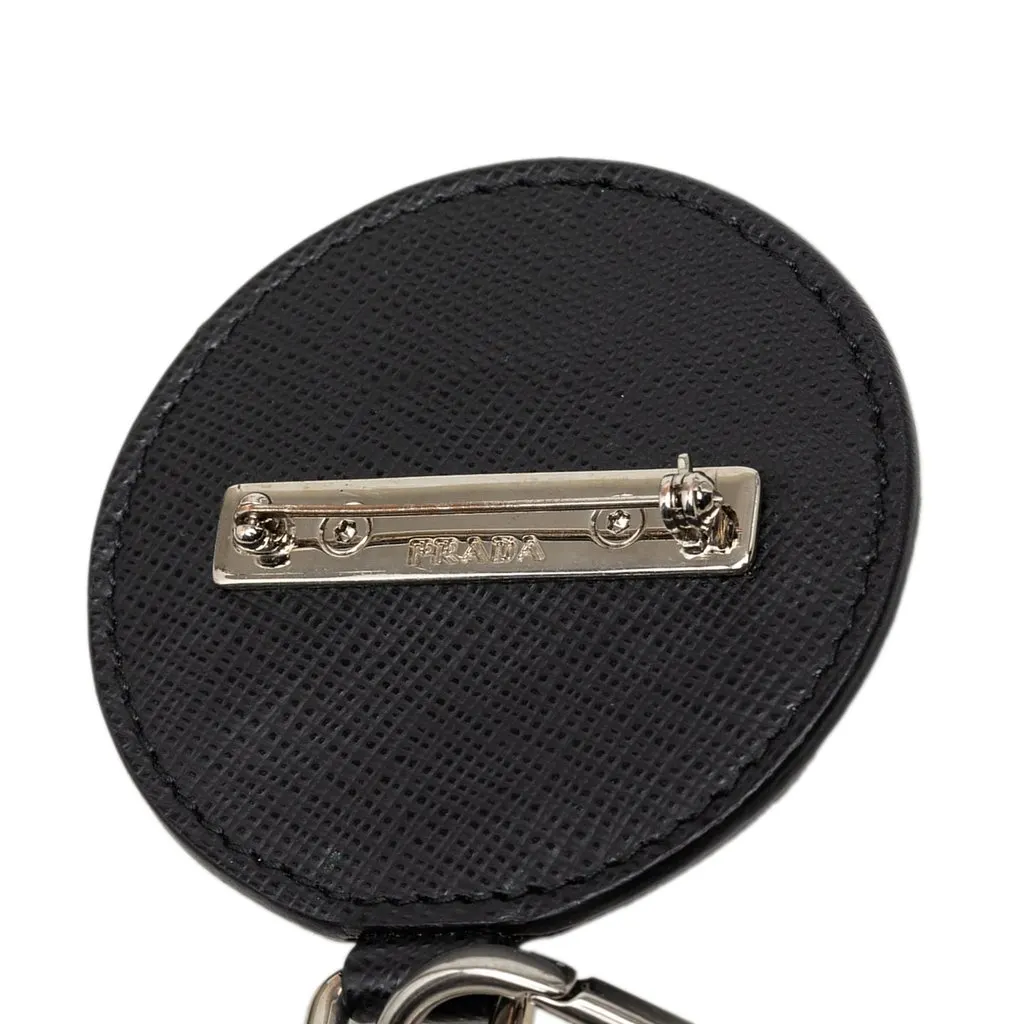 Prada Saffiano and Brass Robot Chain Brooch Black Leather Very good - Inside View