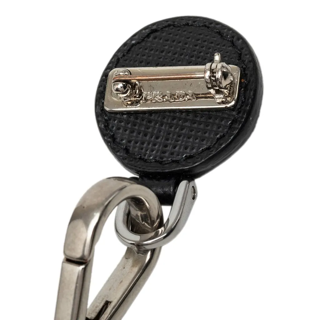 Prada Saffiano and Brass Robot Chain Brooch Black Leather Very good - Box View