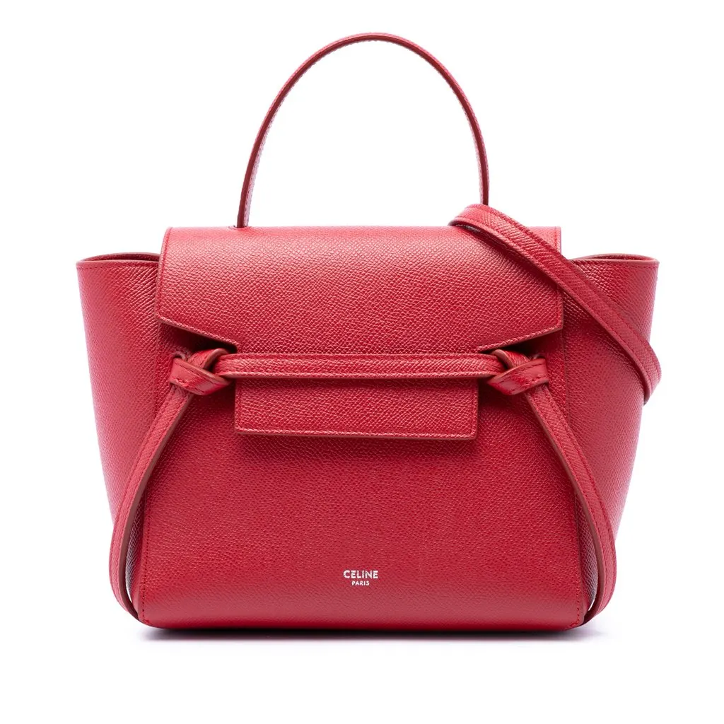 Celine Nano Grained Calfskin Belt Bag Red Leather Very good - Front View