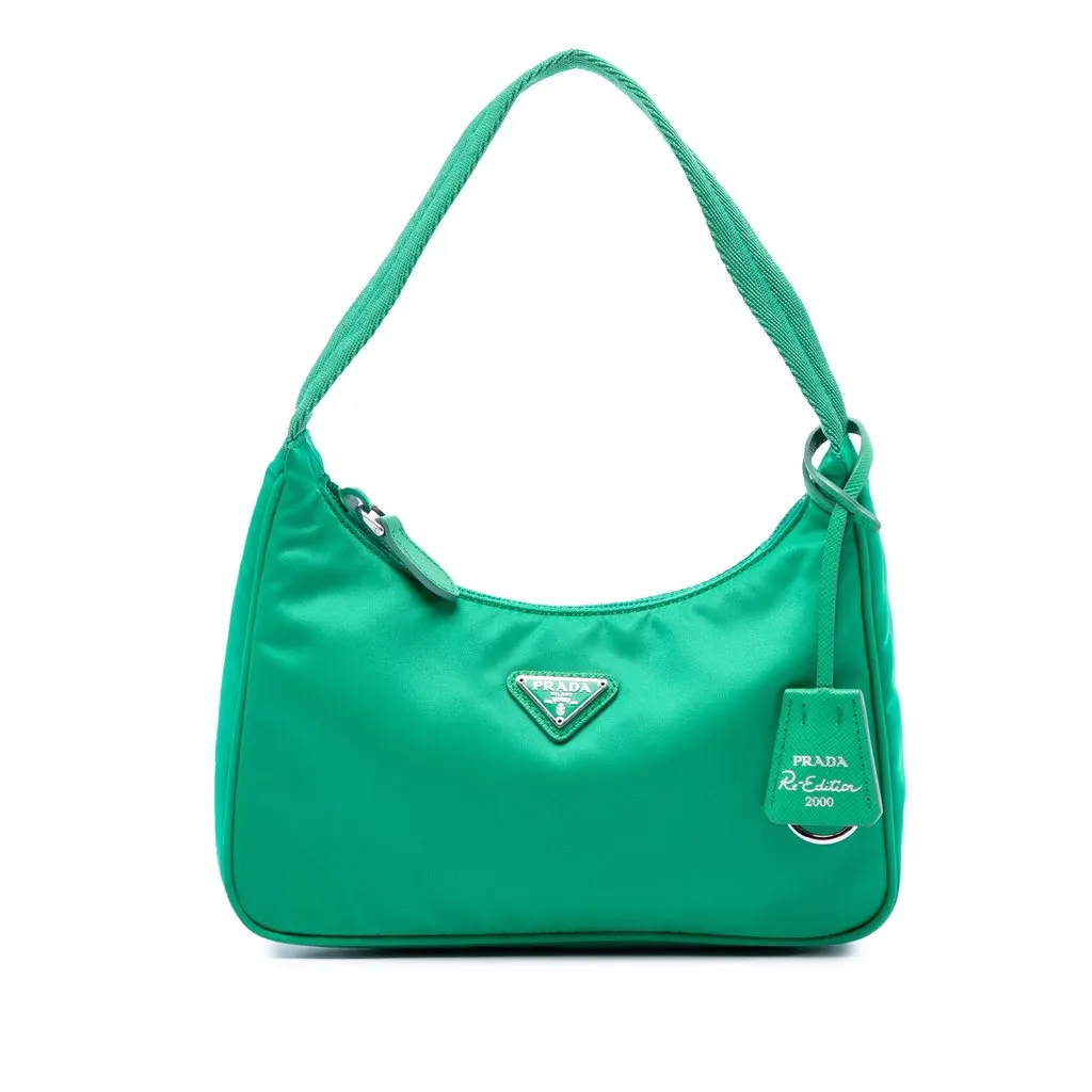 Prada Mini Tessuto Re Edition 2000 Shoulder Bag Green Polyamide Very good - Front View
