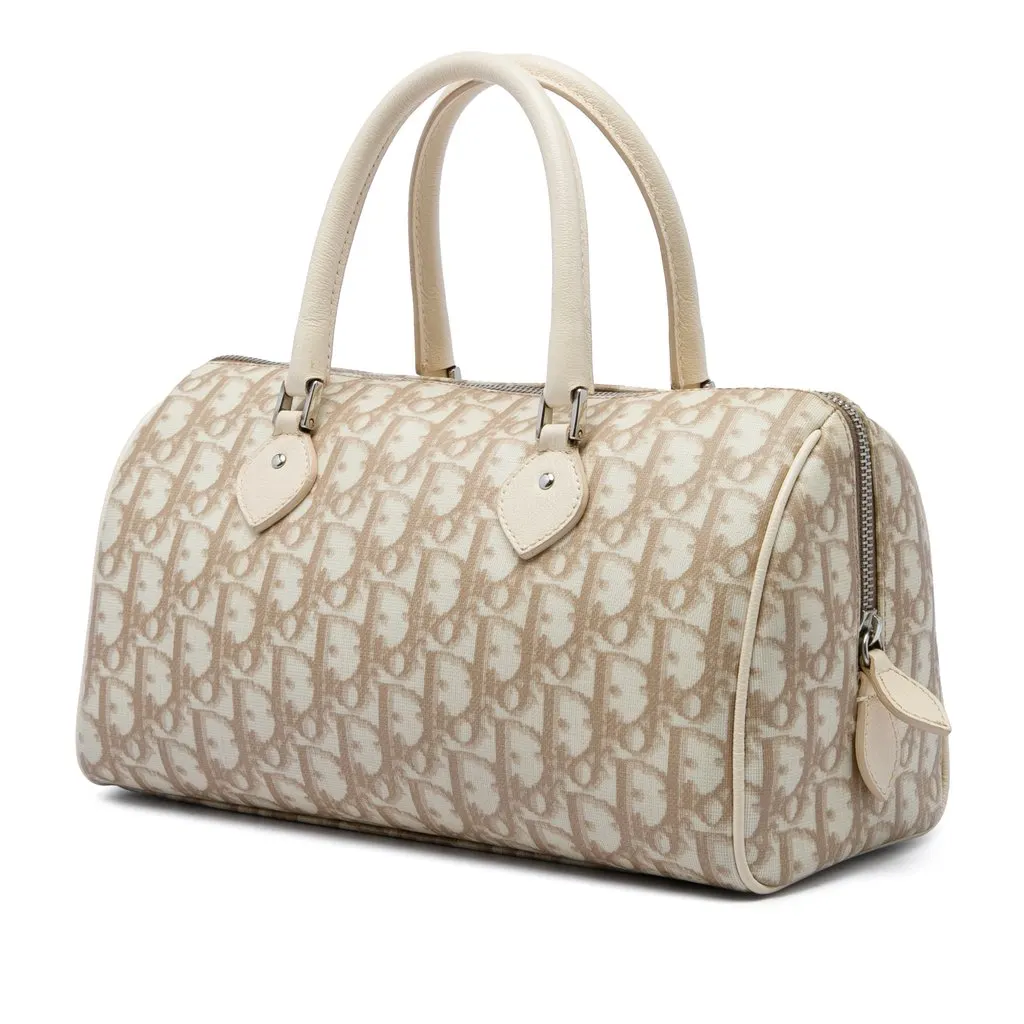 Dior Diorissimo Coated Canvas Floral Embroidered Boston Bag Beige Very good - Back View