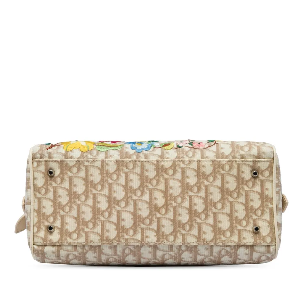 Dior Diorissimo Coated Canvas Floral Embroidered Boston Bag Beige Very good - Inside View