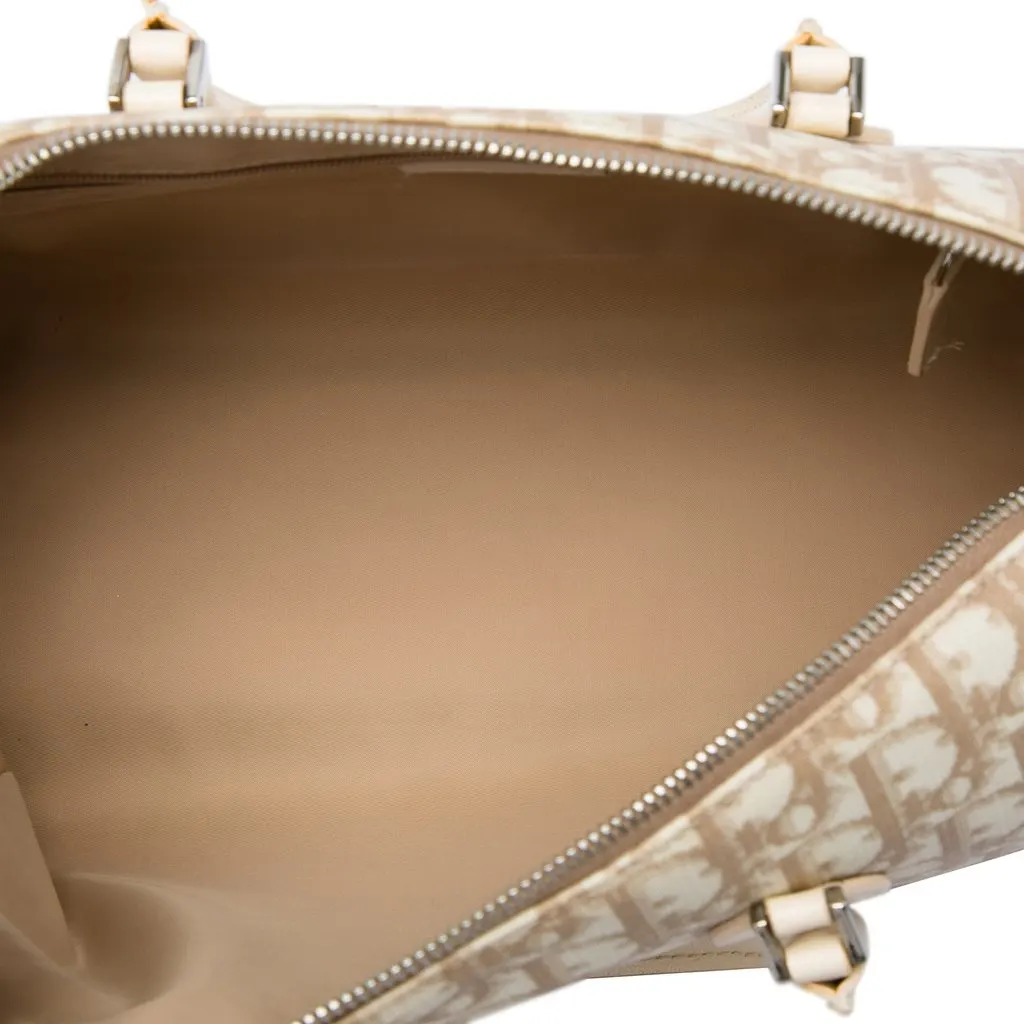 Dior Diorissimo Coated Canvas Floral Embroidered Boston Bag Beige Very good - Model View