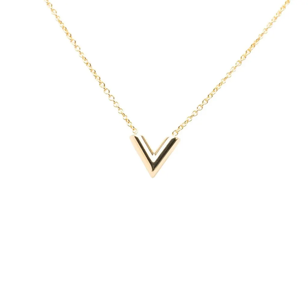 Louis Vuitton Gold Plated Essential V Necklace Gold Metal Very good - Inside View