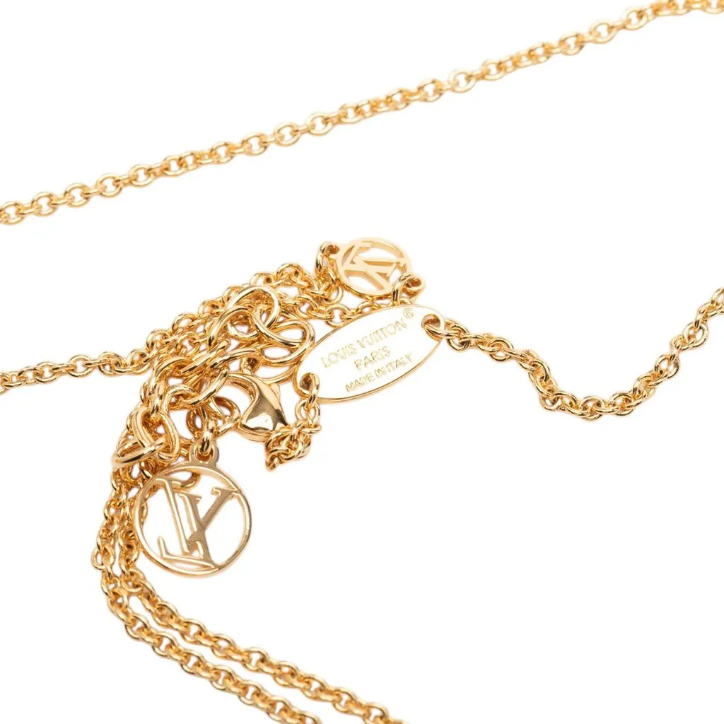 Louis Vuitton Gold Plated Essential V Necklace Gold Metal Very good - Box View