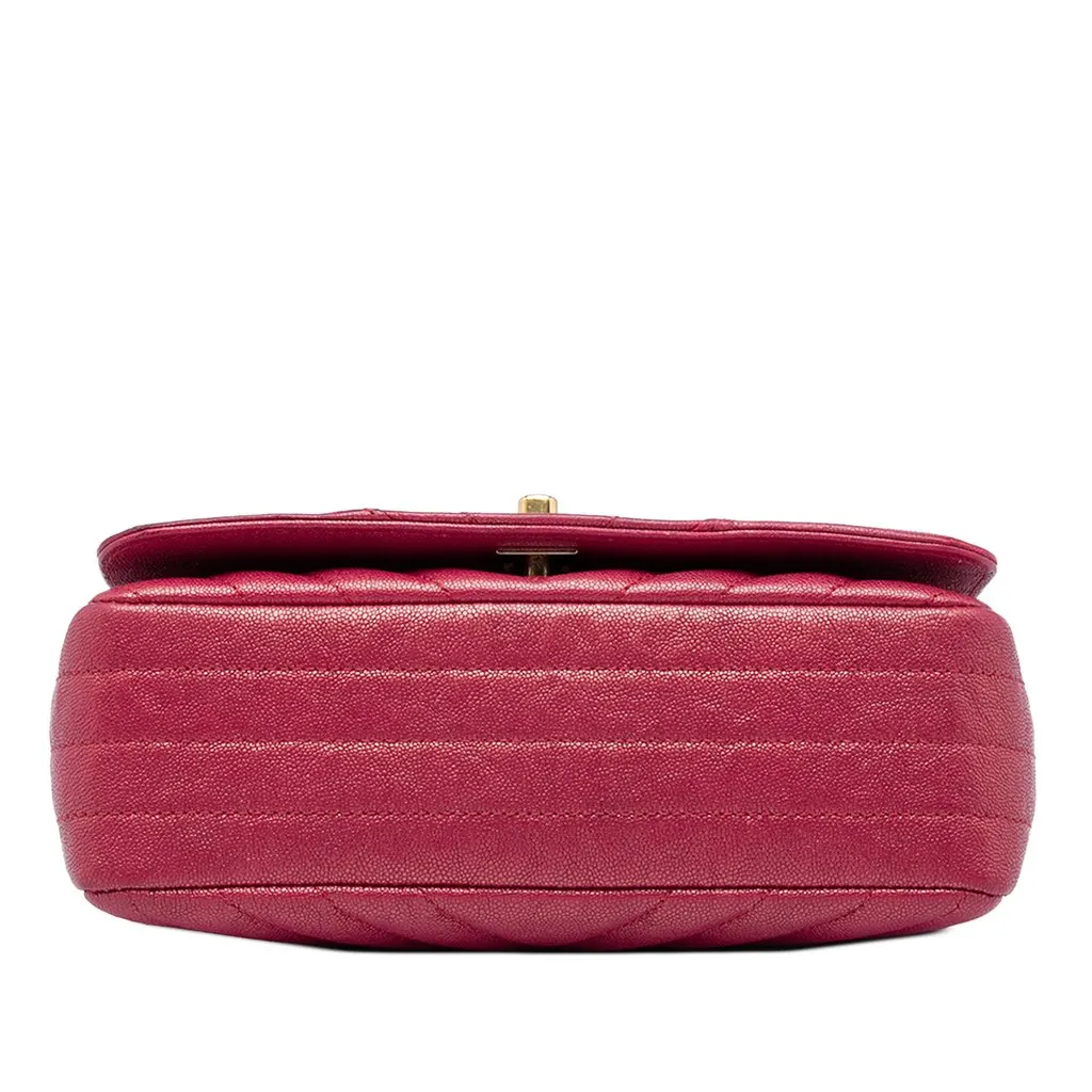 Chanel Small Chevron Iridescent Caviar Statement Flap Pink Leather Very good - Inside View
