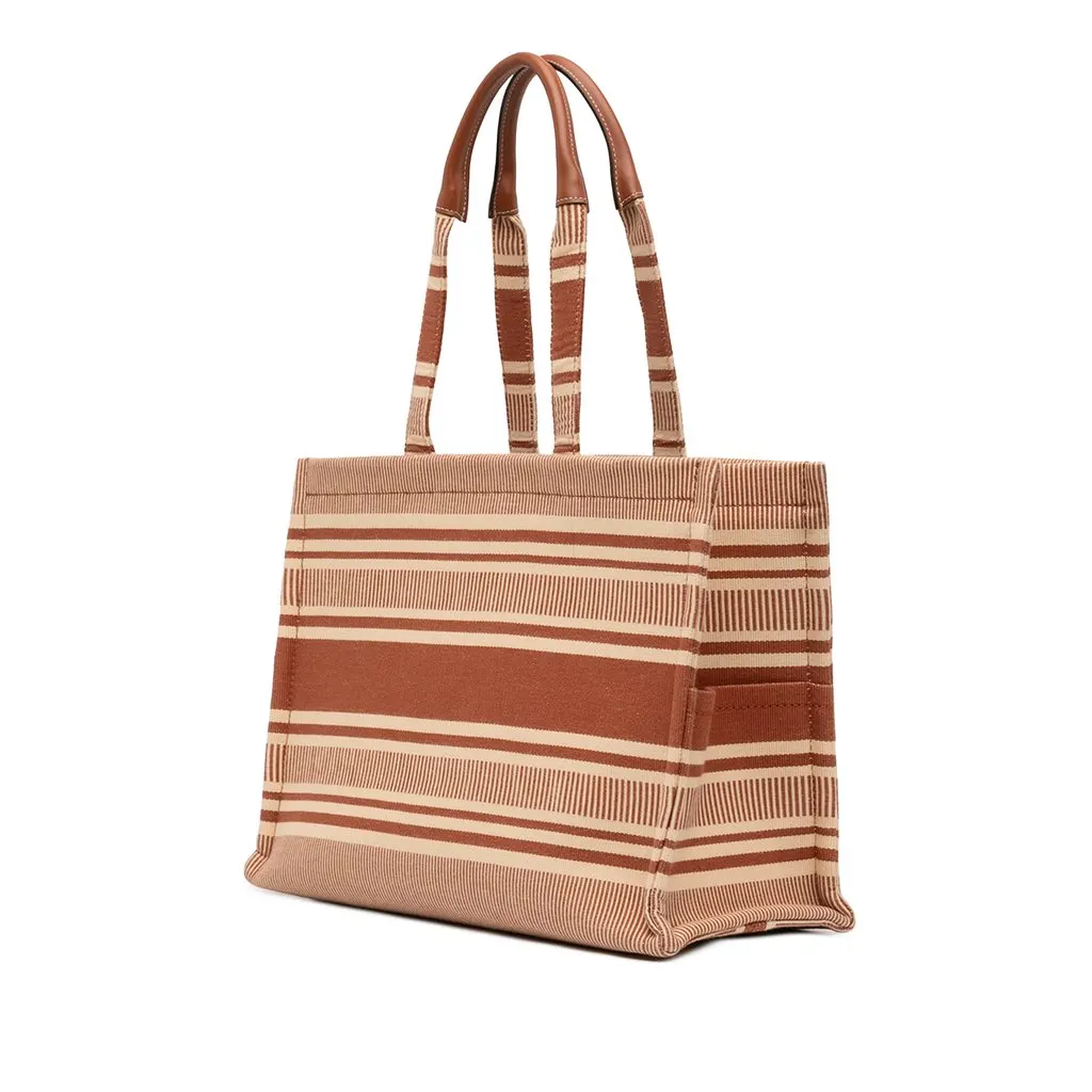 Celine Large Striped Canvas Cabas Thais Tote Beige Very good - Back View