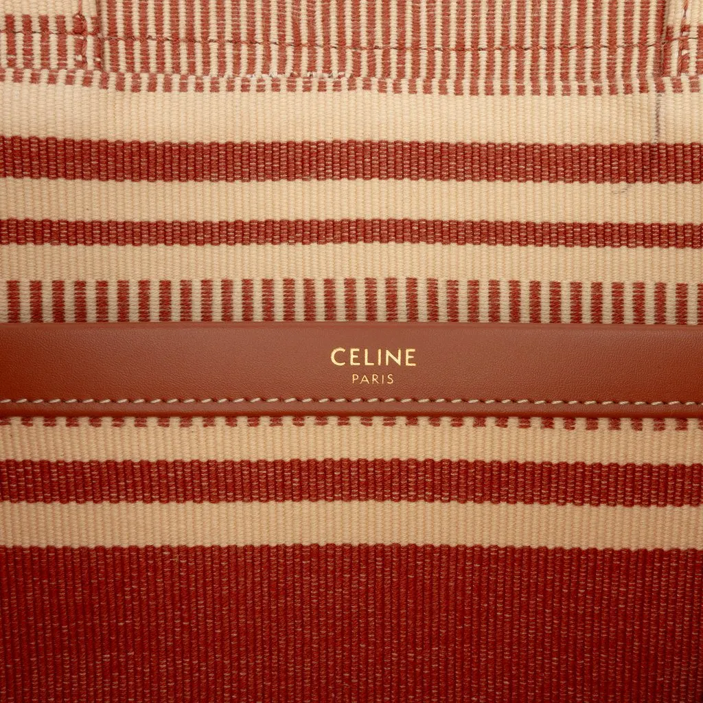 Celine Large Striped Canvas Cabas Thais Tote Beige Very good - Box View