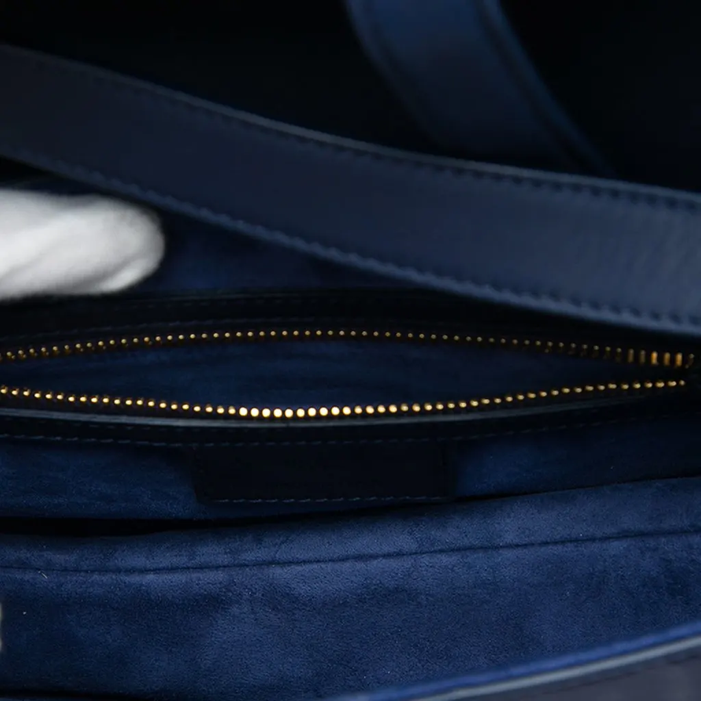 Dior Ultra Matte Calfskin Saddle Bag Blue Leather Good - Model View