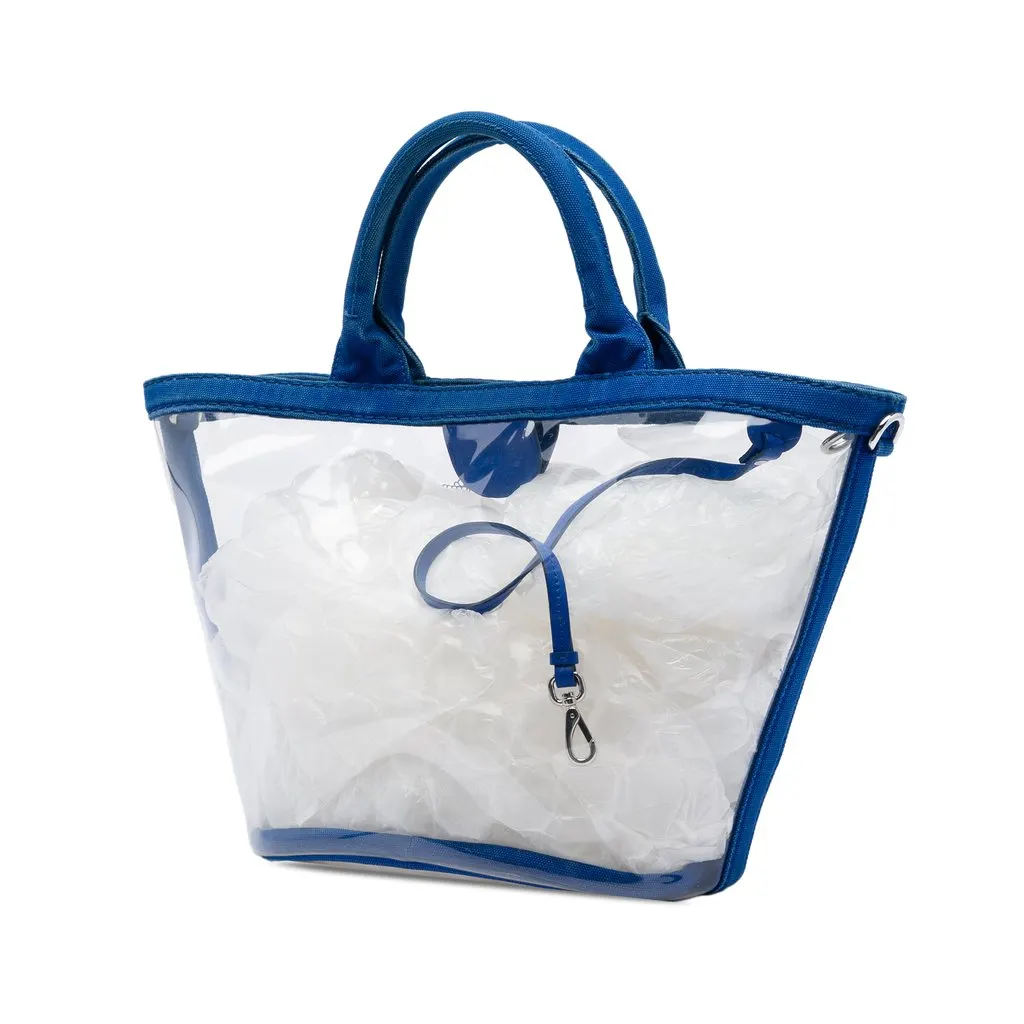 Prada PVC Canapa Logo Tote Blue Plastic Very good - Back View