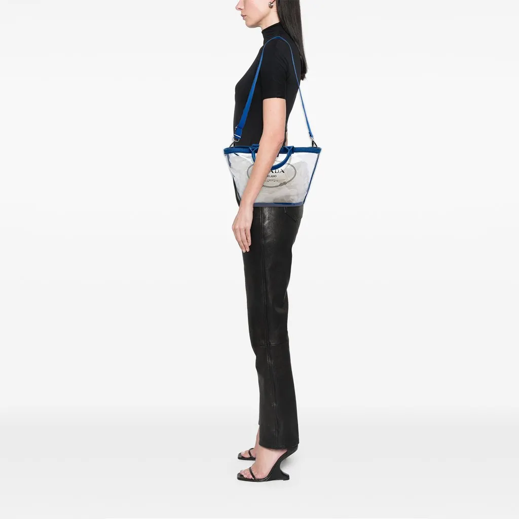 Prada PVC Canapa Logo Tote Blue Plastic Very good - Box View