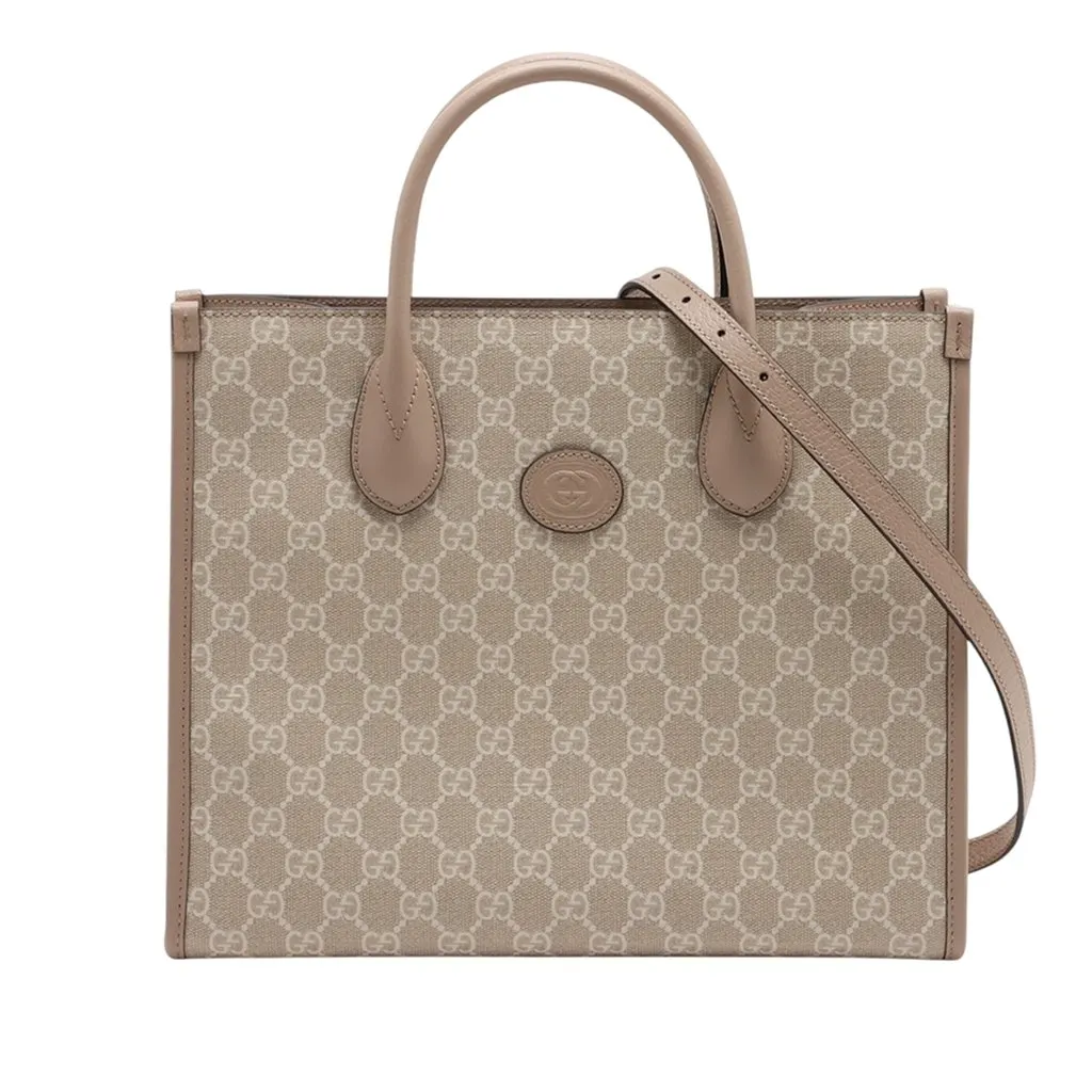Gucci Small GG Supreme Interlocking G Tote Beige Very good - Front View