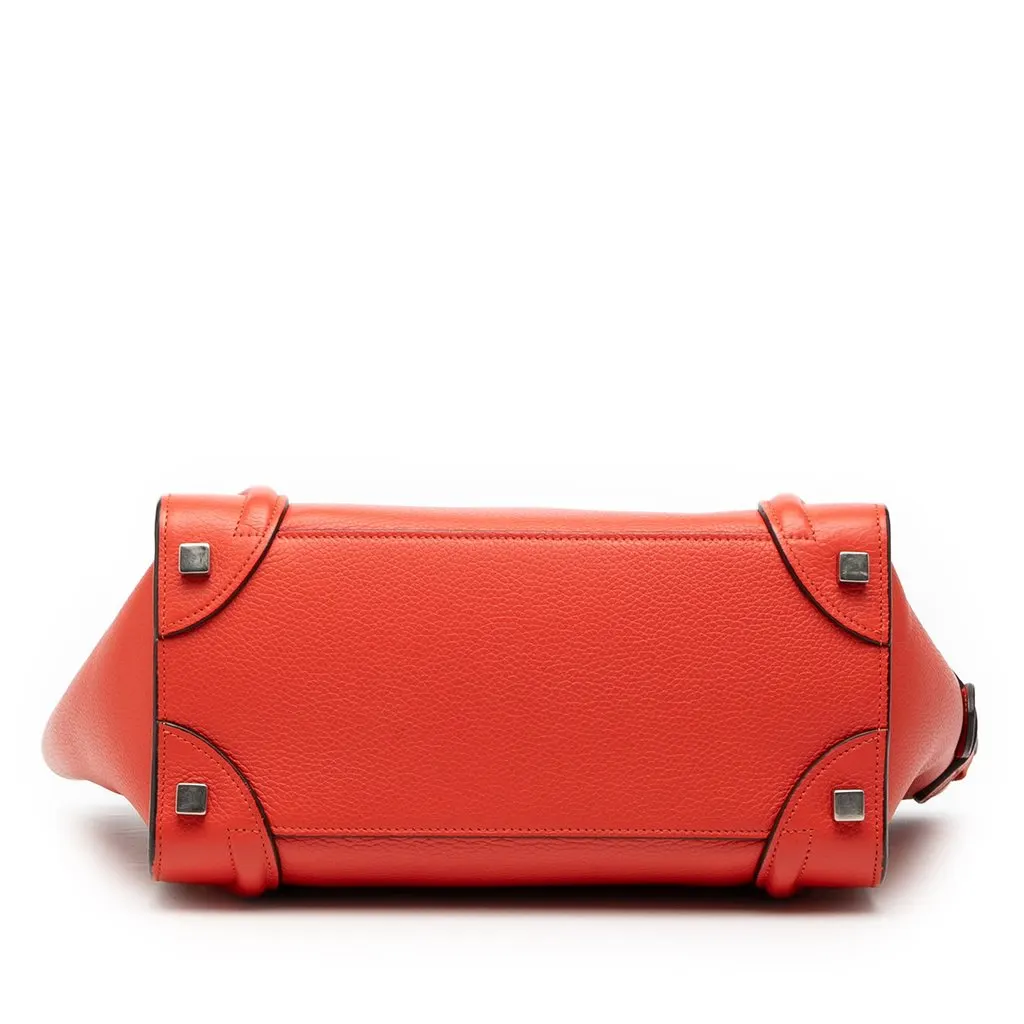 Celine Micro Leather Luggage Tote Orange Leather Good - Inside View