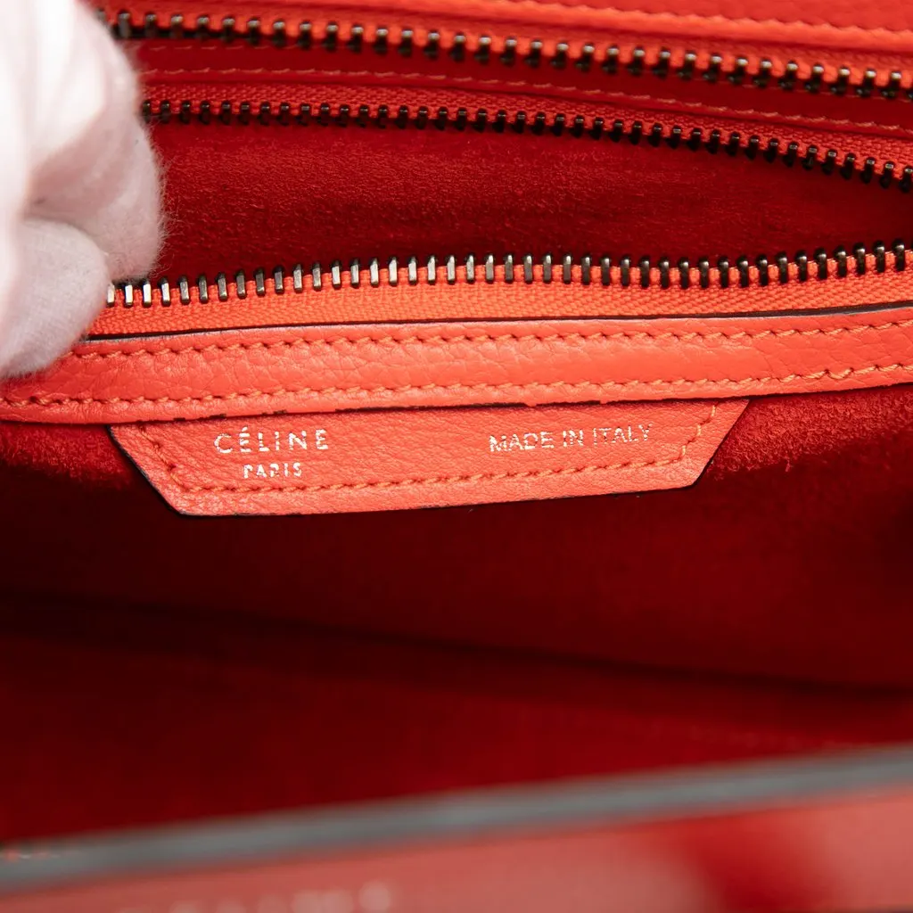 Celine Micro Leather Luggage Tote Orange Leather Good - Box View