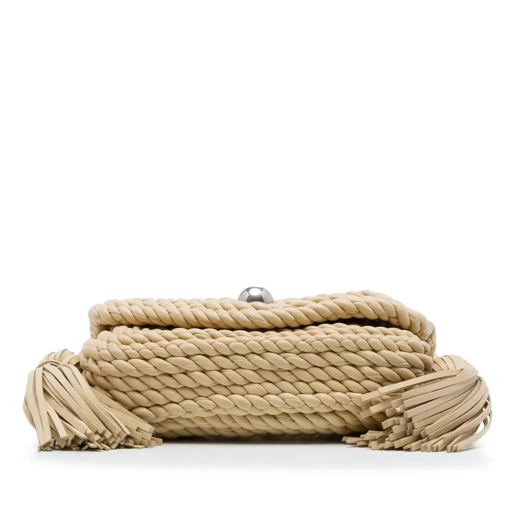 Bottega Veneta Twisted Lambskin Torchon Tasseled Crossbody Beige Leather Very good - Inside View