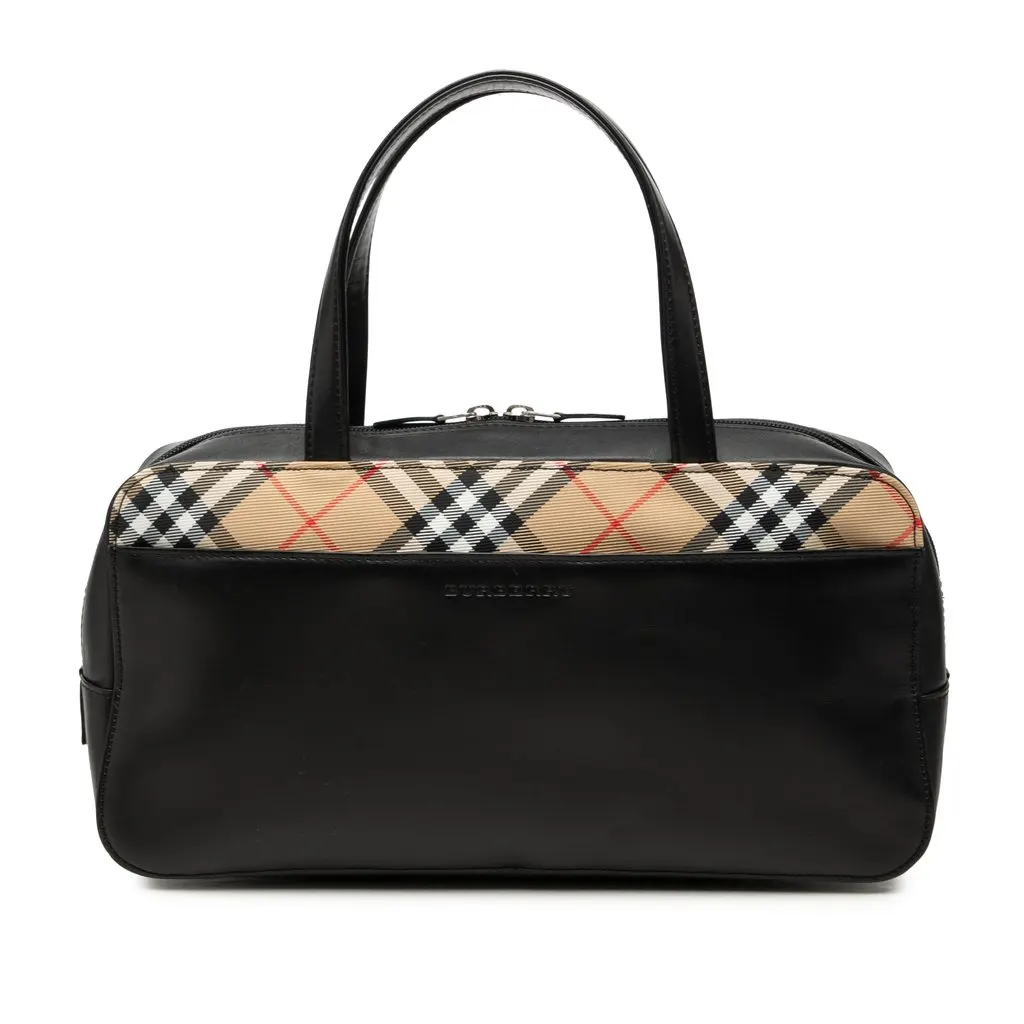 Burberry نوفا Check قماش Trimmed جلد حقيبة يد