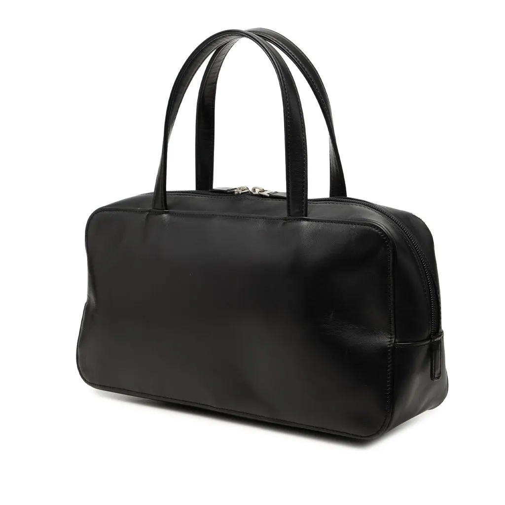 Burberry Nova Check Canvas Trimmed Leather Handbag Black Leather Very good - Back View