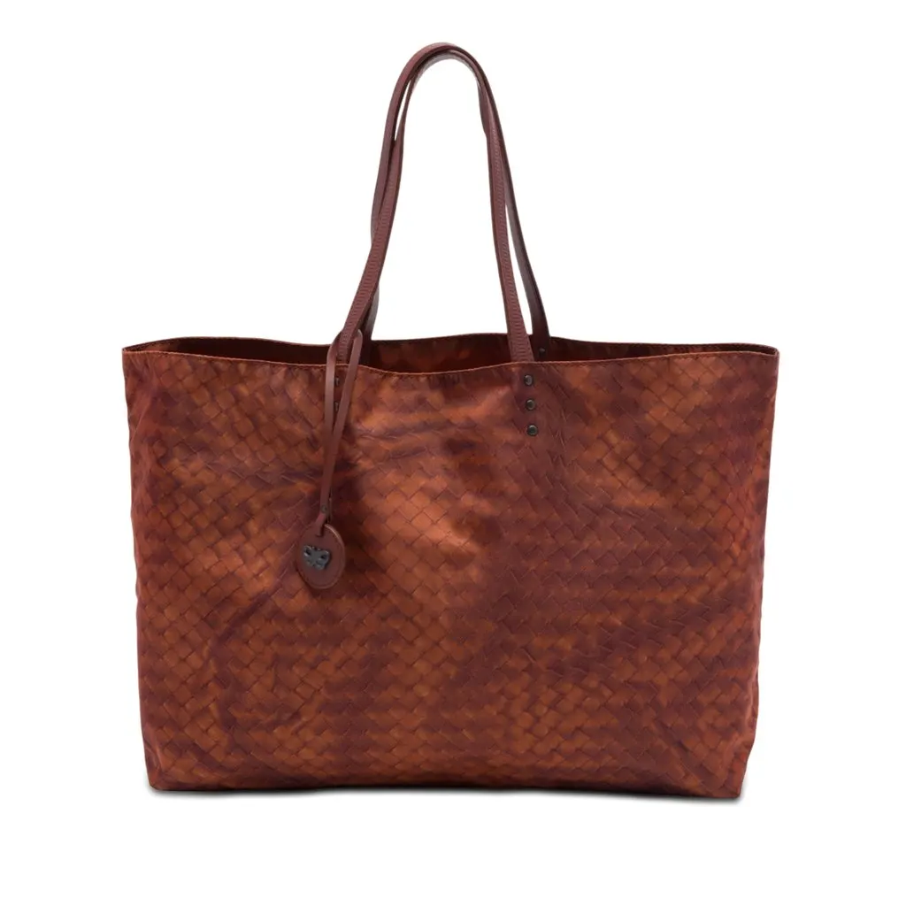 Bottega Veneta Nylon Intrecciolusion Tote Brown Very good - Front View