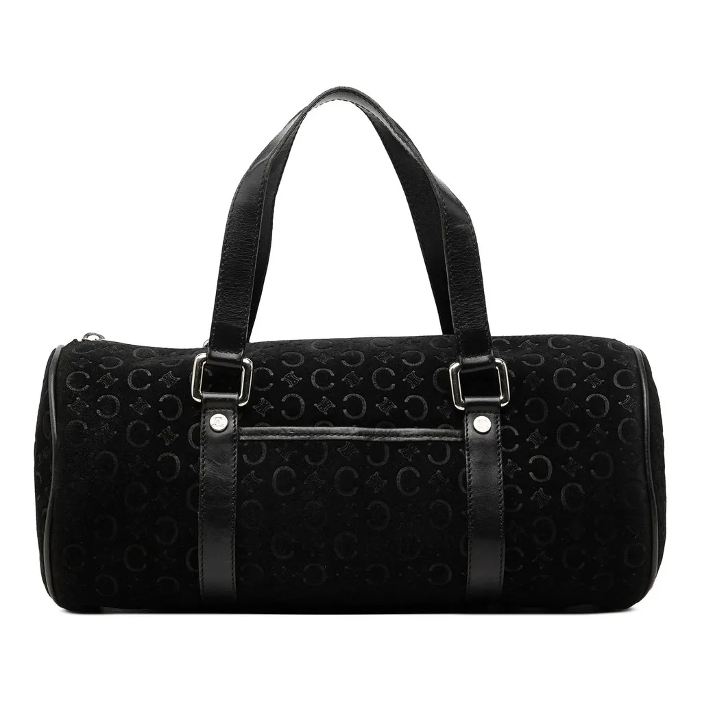 Celine C Macadam Suede Handbag Black Suede Good - Front View