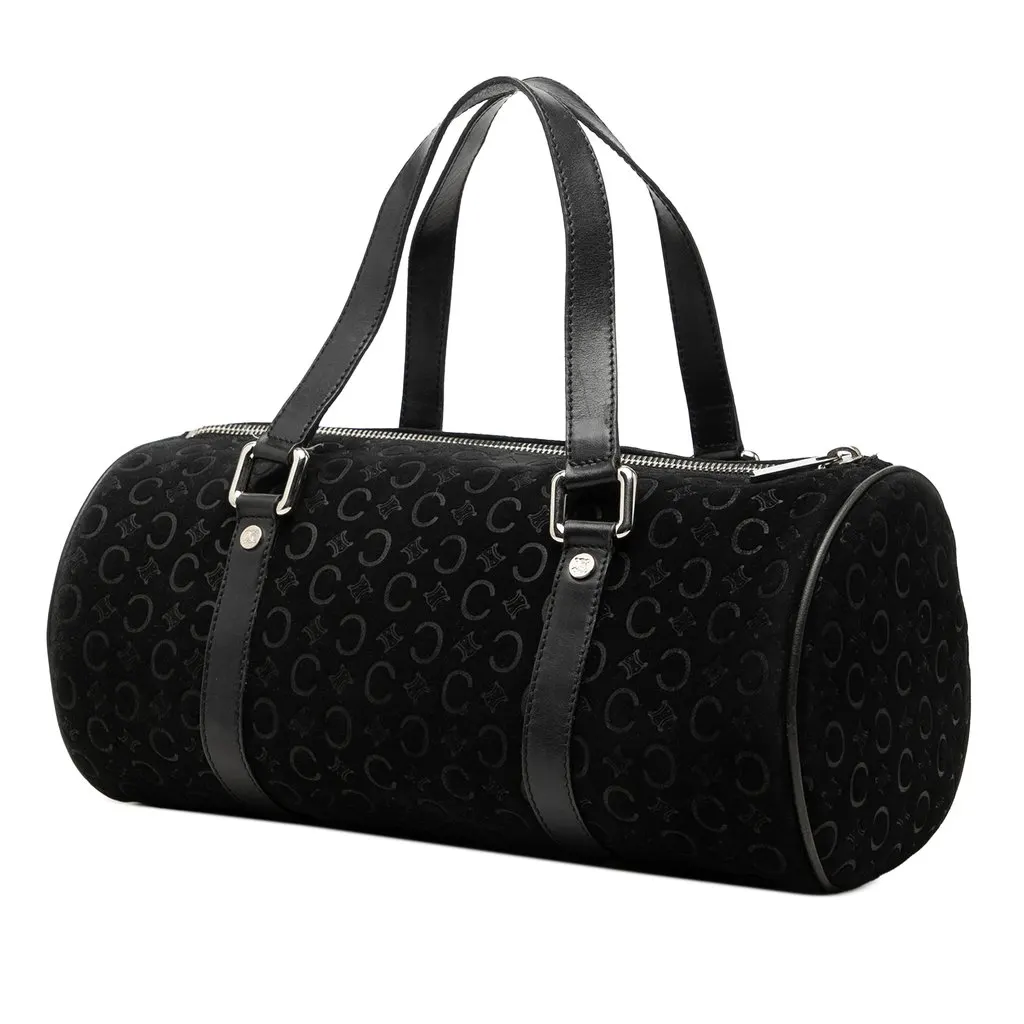 Celine C Macadam Suede Handbag Black Suede Good - Back View