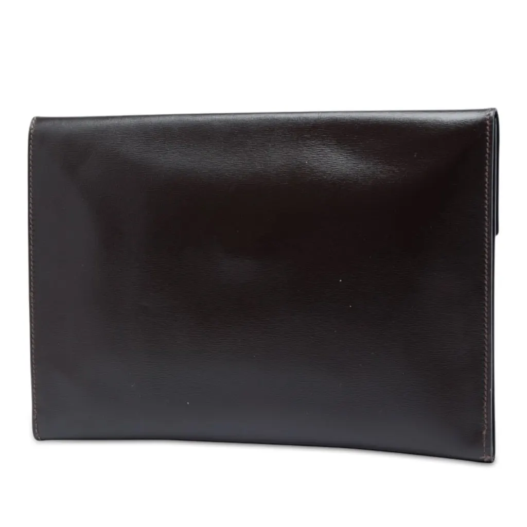 Hermès Box Calf Rio Pochette Brown Leather Very good - Back View