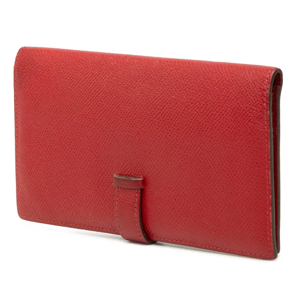 Hermès Epsom Bearn Wallet Red Leather Very good - Back View