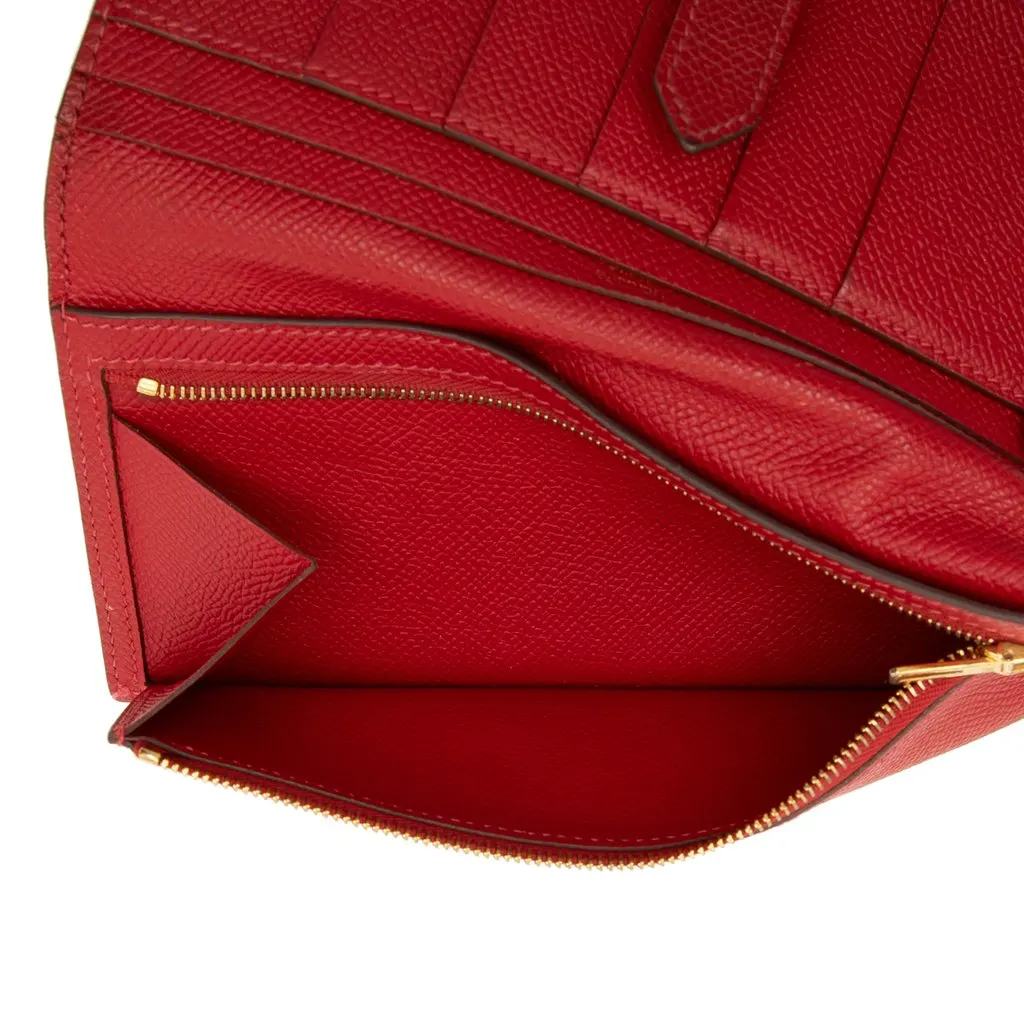 Hermès Epsom Bearn Wallet Red Leather Very good - Model View