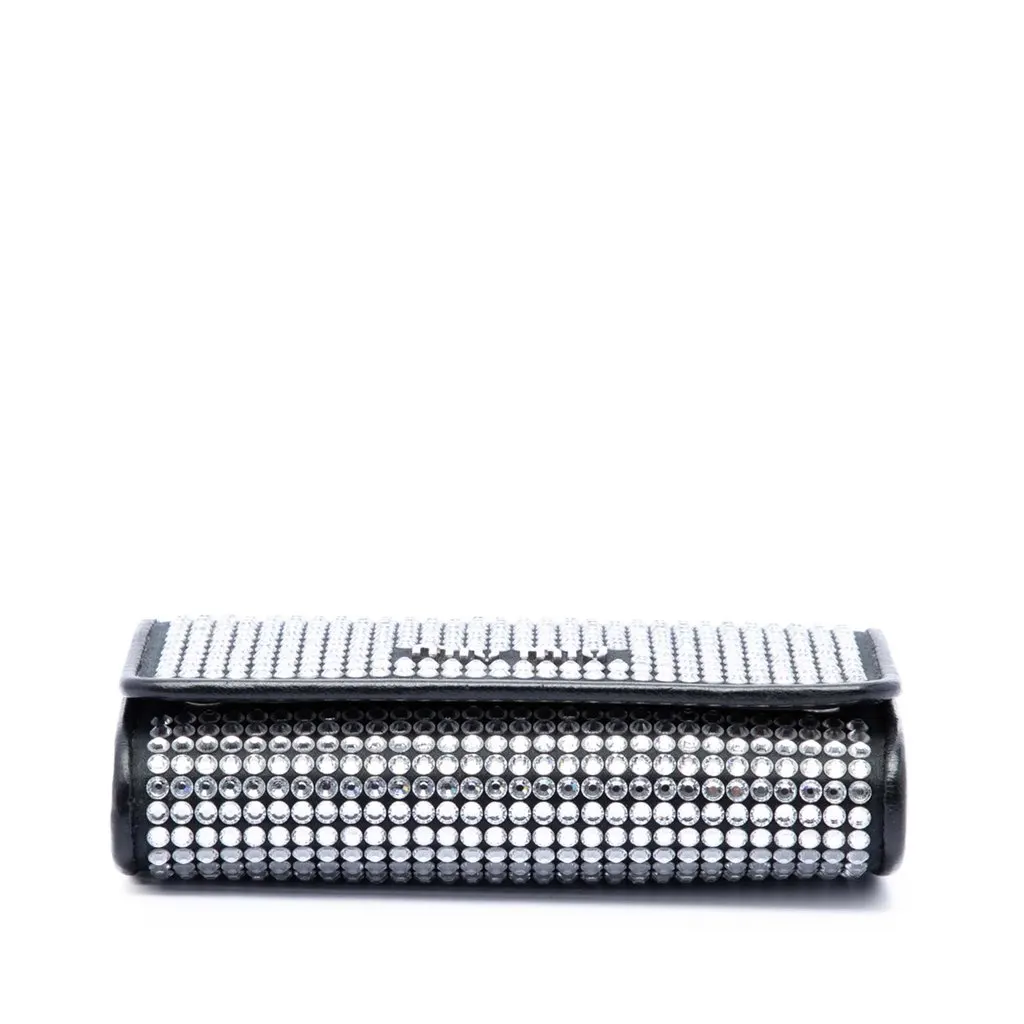Miu Miu Soft Nappa Crystal Embellished Wallet on Chain Black Leather Very good - Inside View