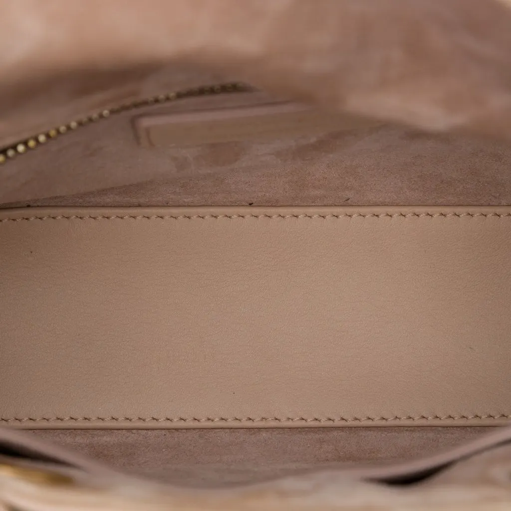 Dior Mini Calfskin Beaded and Embroidered Lady Dior Brown Leather Good - Model View