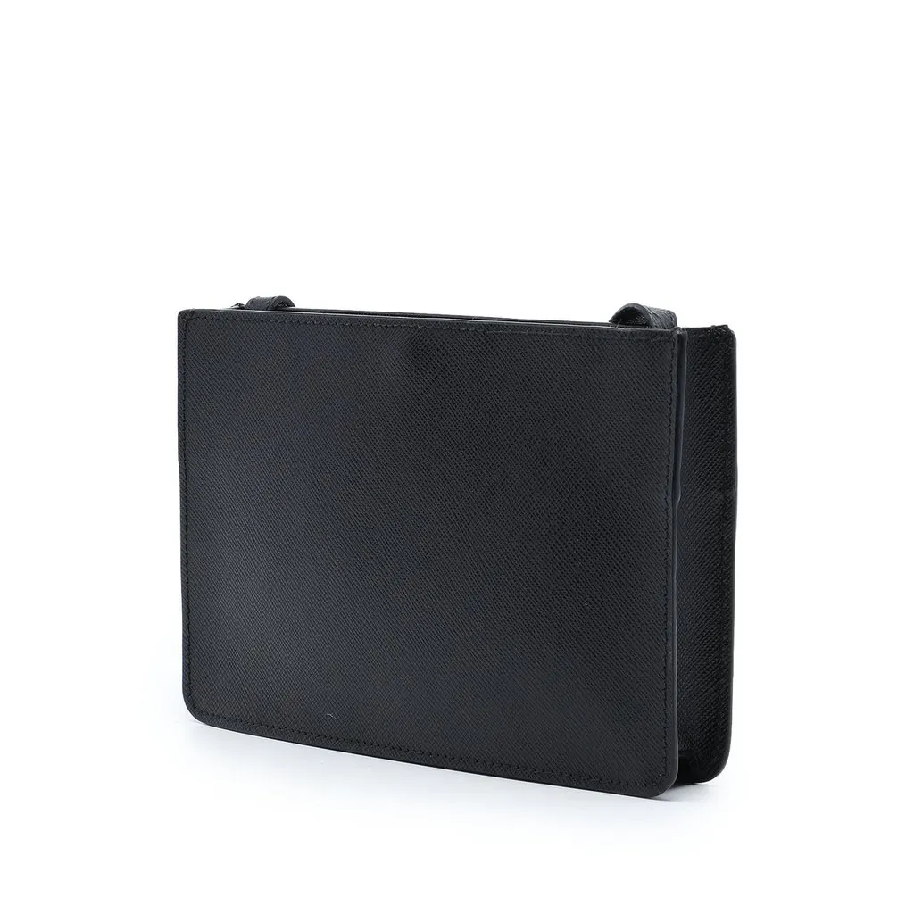 Prada Saffiano Soft Bandoliera Bag Black Leather Good - Back View