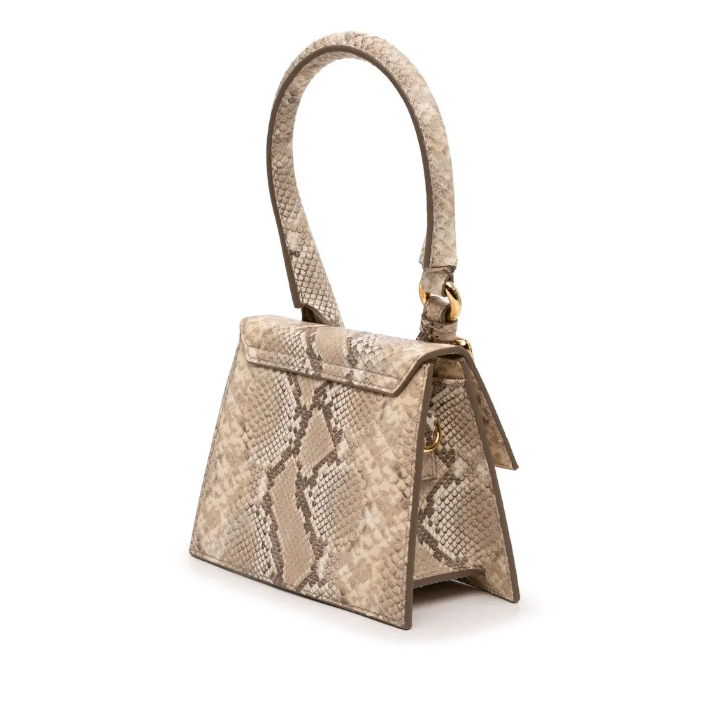 Jacquemus Snake Embossed Leather Le Chiquito Moyen Satchel Beige Leather Very good - Back View