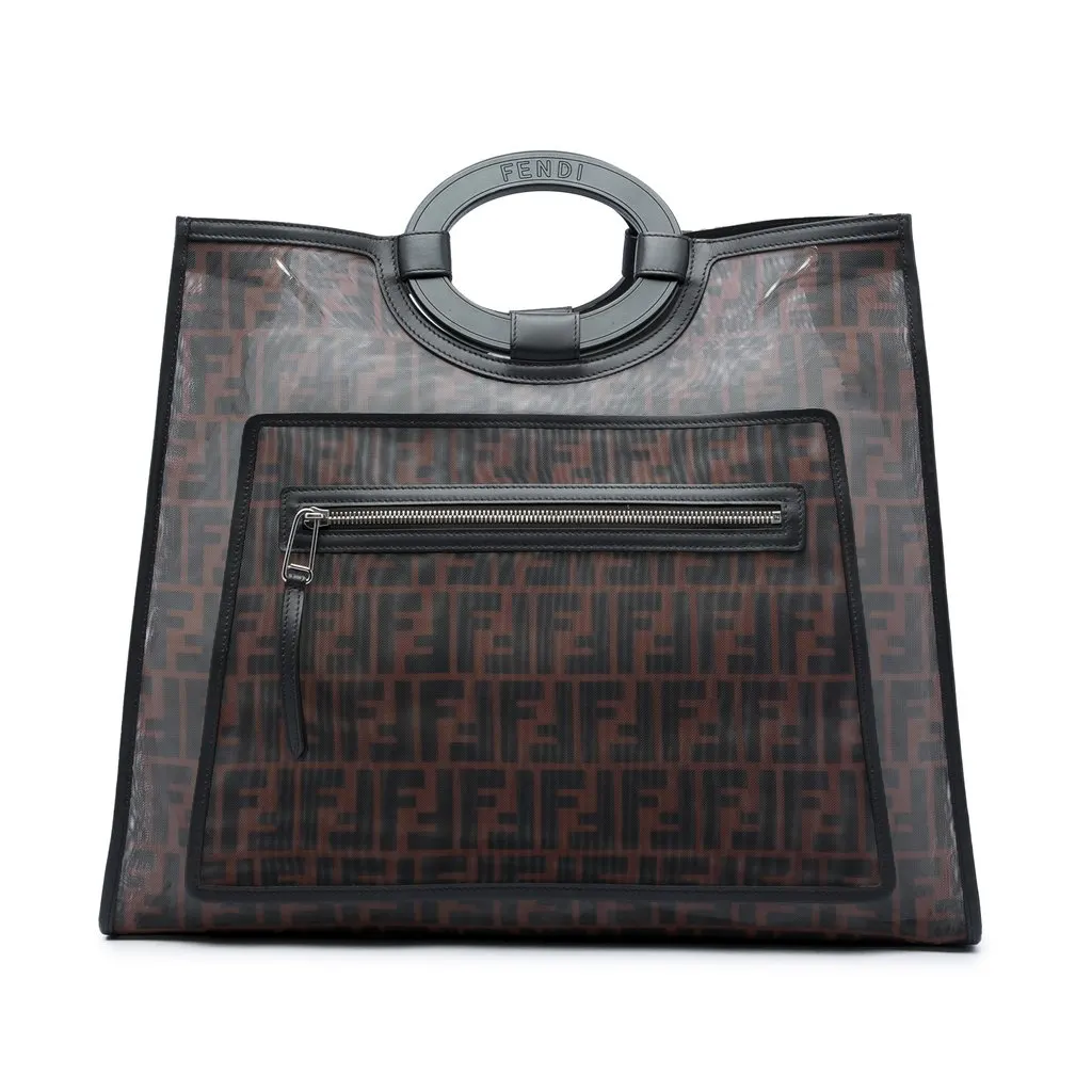 Fendi Large FF 1974 Mesh Runaway Shopper Tote Brown Very good - Front View