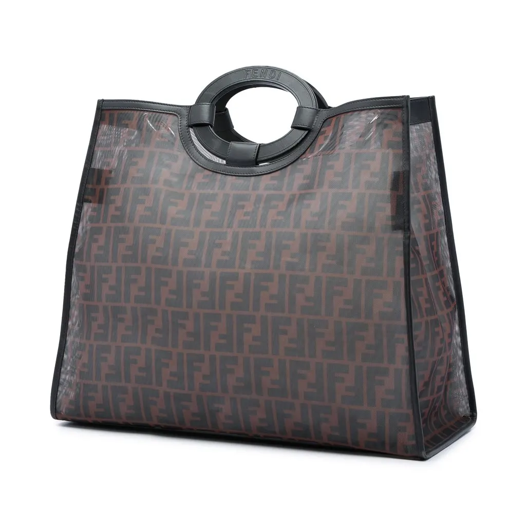 Fendi Large FF 1974 Mesh Runaway Shopper Tote Brown Very good - Back View