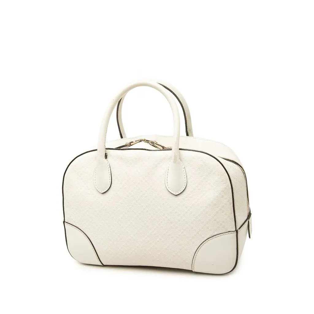 Gucci Diamante Bright Calfskin Satchel White Leather Good - Back View