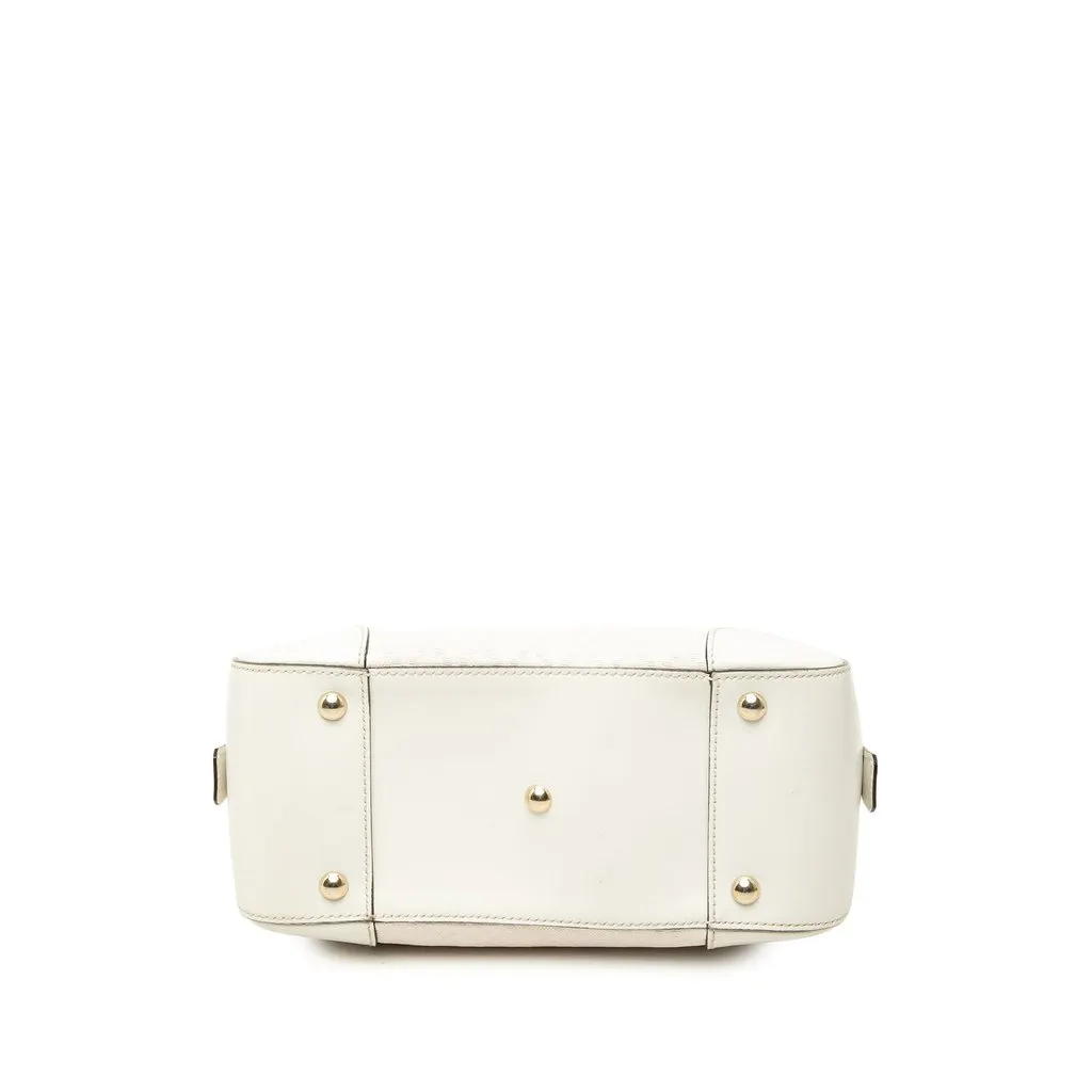 Gucci Diamante Bright Calfskin Satchel White Leather Good - Inside View