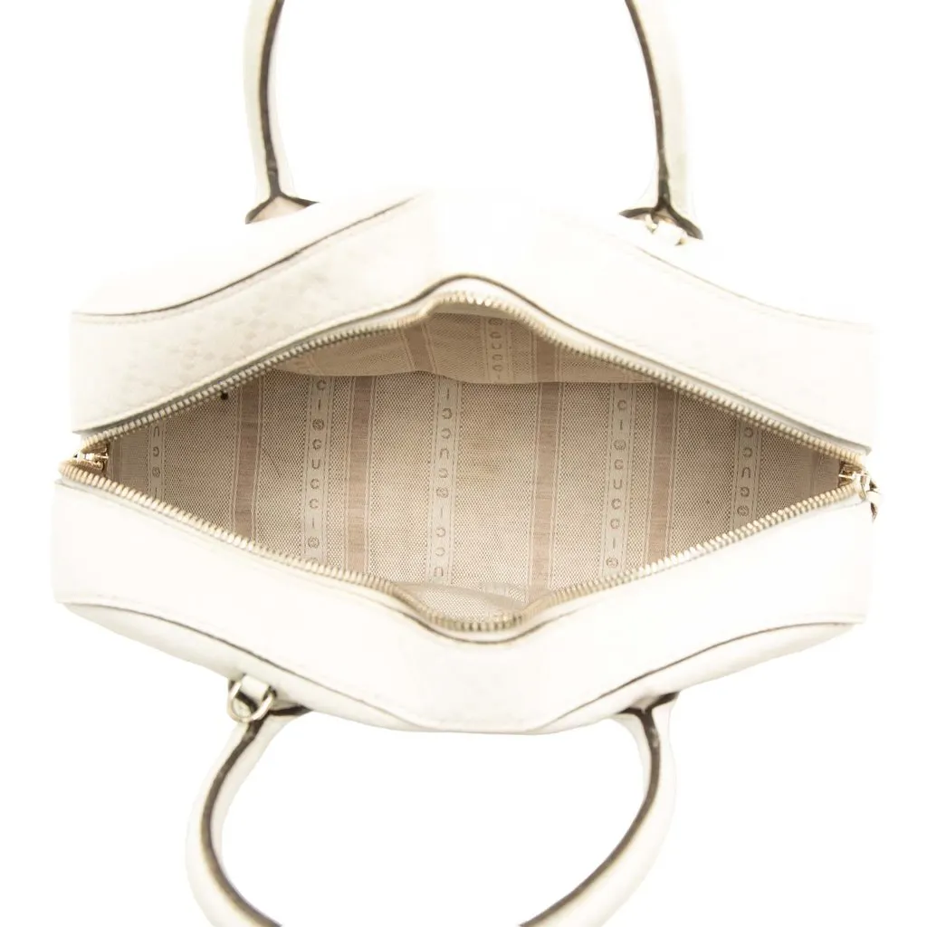 Gucci Diamante Bright Calfskin Satchel White Leather Good - Model View