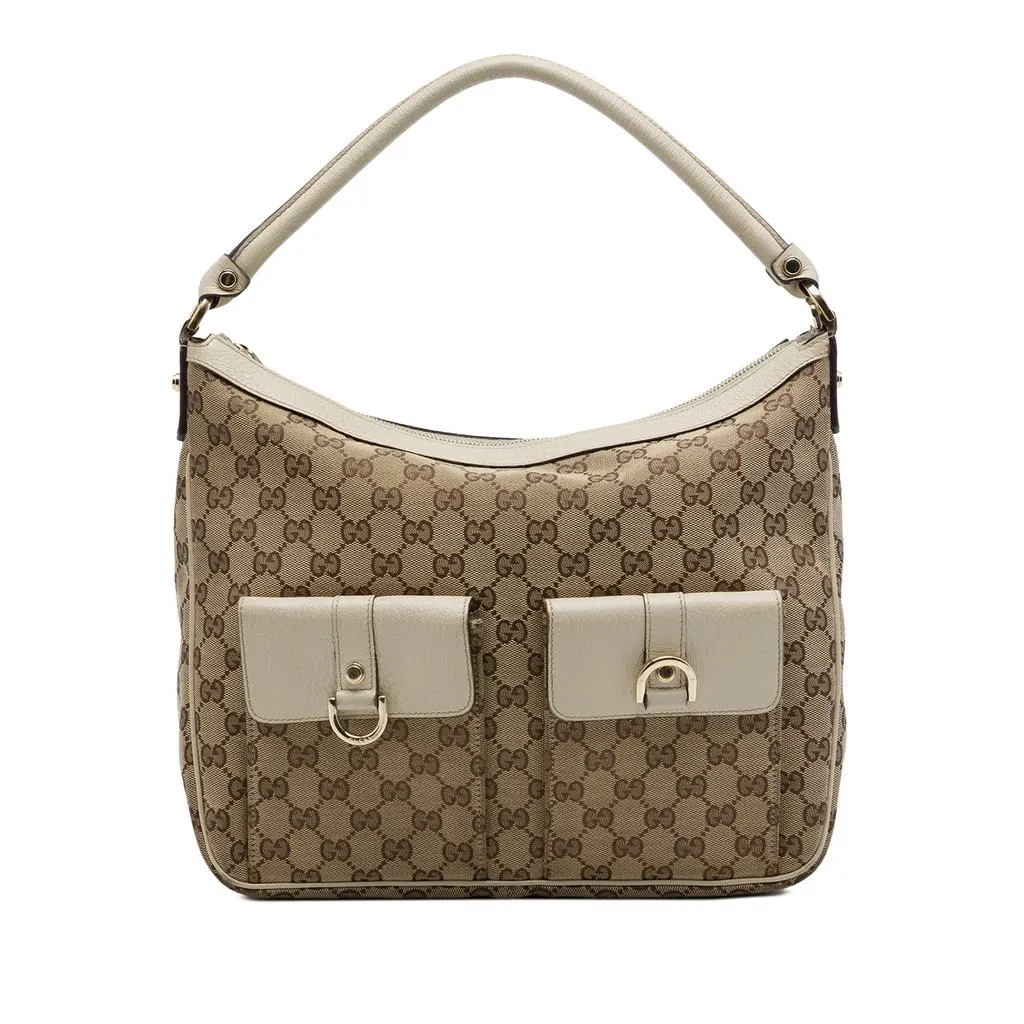 Gucci GG Canvas Abbey D Ring Handbag Beige Canvas Good - Front View