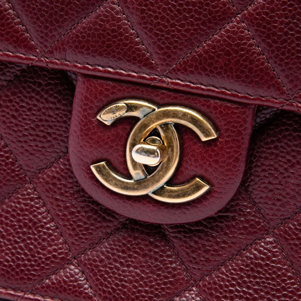 Chanel Paris Edinburgh Quilted Caviar Retro Class Flap Red Leather Very good - Box View
