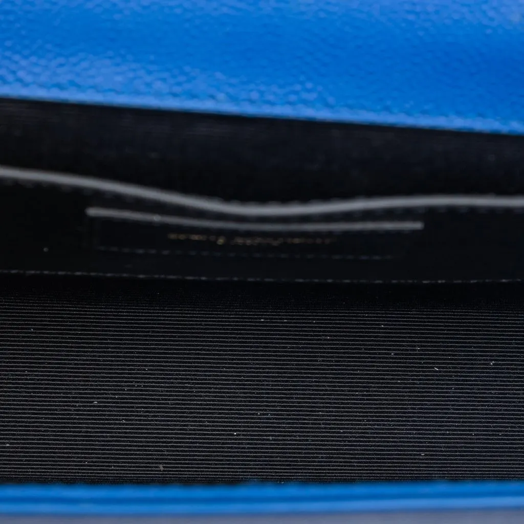 Saint Laurent Medium Grain De Poudre Monogram Kate Crossbody Blue Leather Very good - Model View