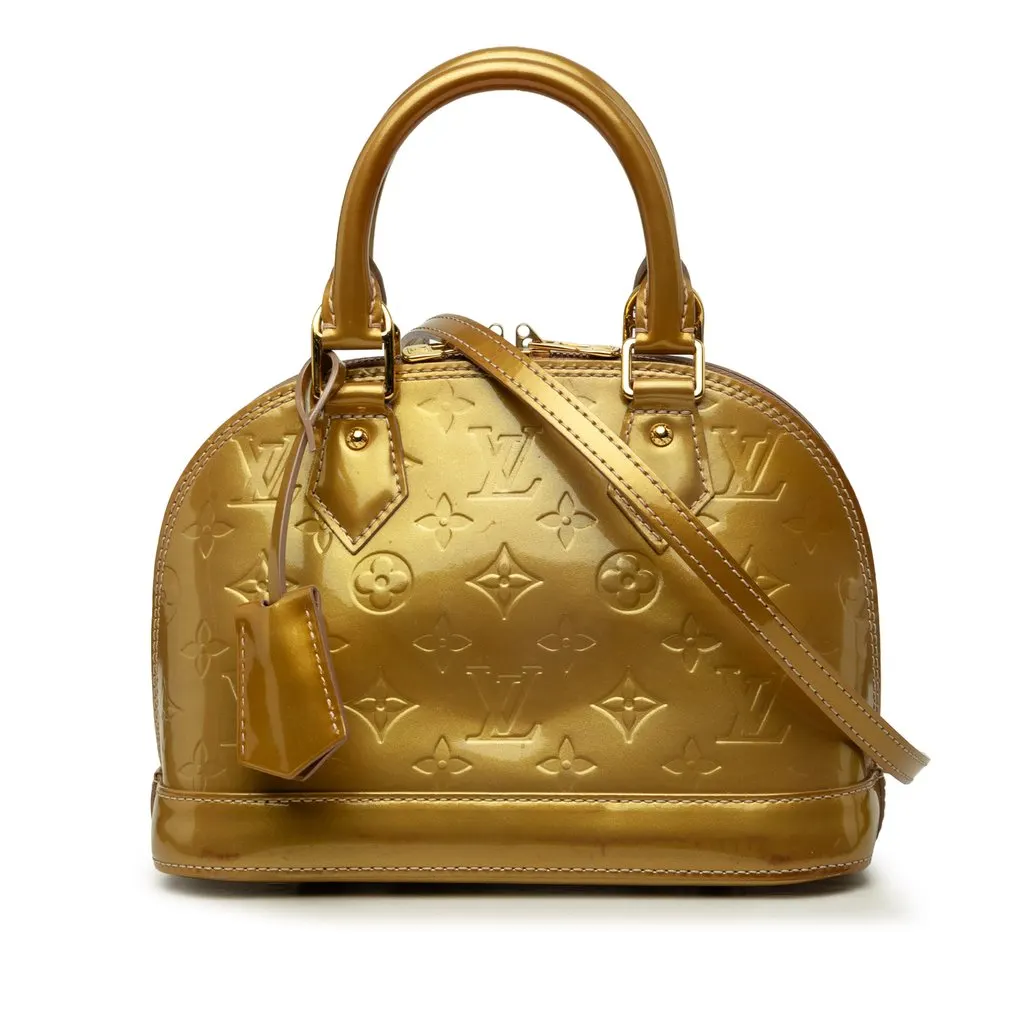 Louis Vuitton Monogram Vernis Alma BB Gold Leather Very good - Front View