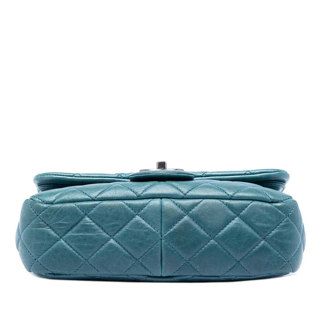 Chanel Quilted Calfskin Plaque Double Flap Blue Leather Very good - Inside View
