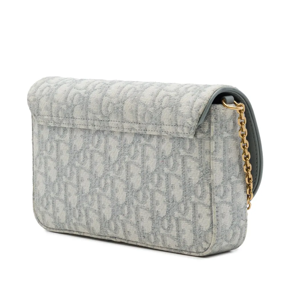 Dior Oblique Canvas Saddle Wallet On Chain Grey Canvas Very good - Back View