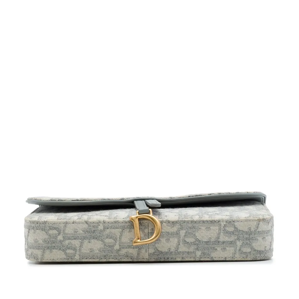 Dior Oblique Canvas Saddle Wallet On Chain Grey Canvas Very good - Inside View